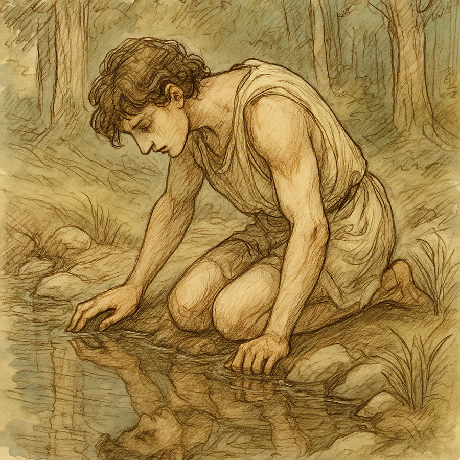 Narcissus waiting by the pool