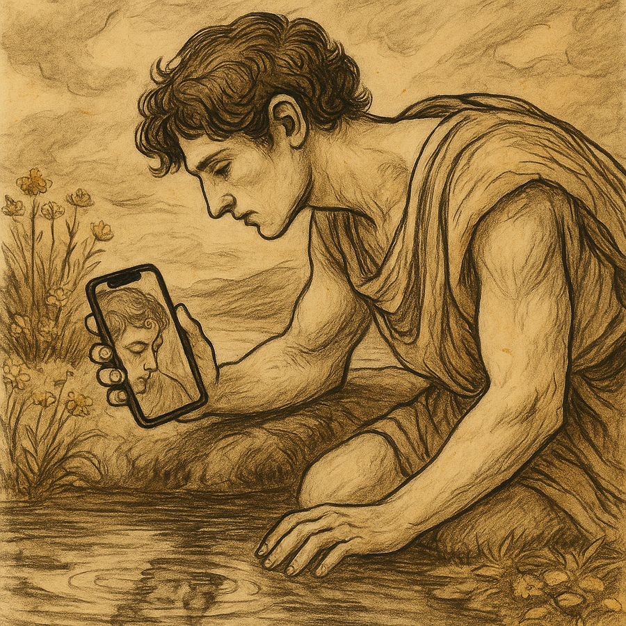 Narcissus waiting by the pool